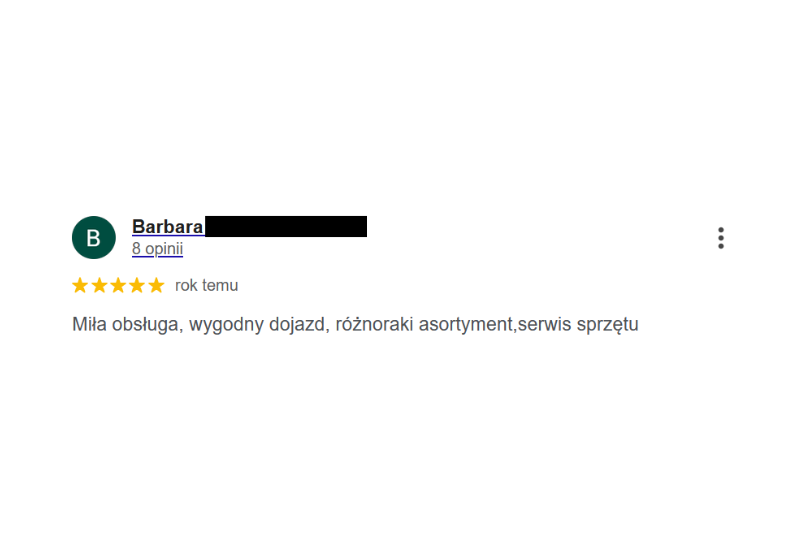 Pozytywne opinie klientów PPHU Witkowski: Miła obsługa, wygodny dojazd, dobre zaopatrzenie i sprawny serwis