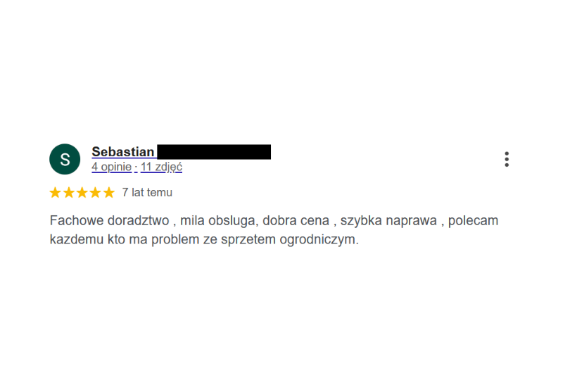 Pozytywne opinie klientów PPHU Witkowski: Świetny sklep i sprawny serwis narzędzi ogrodniczych
