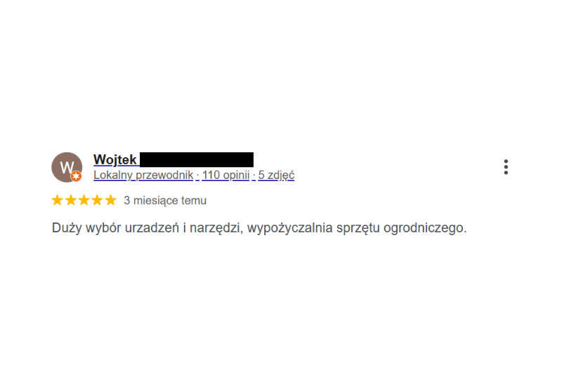Pozytywne opinie klientów PPHU Witkowski: Duży wybór narzędzi ogrodniczych i wypożyczalnia sprzętu