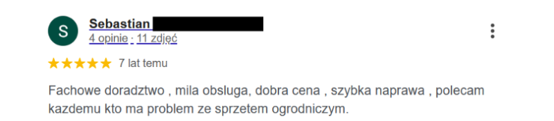 Pozytywne opinie klientów PPHU Witkowski: Świetny sklep i sprawny serwis narzędzi ogrodniczych